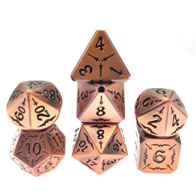China Metal RPG Dice Set Wear Resistant Durable Gold Black Metal Dice Polyhedral for sale