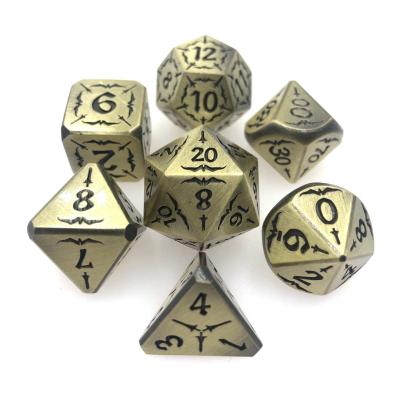 China Hand Carved Black Collection Metal D4 Dice Set Polyhedral  Durable en venta