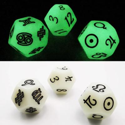 China Bescon 3 Pieces Astrological Dice Set Constellation D12 Dice 3 Colors Magical Stone for sale