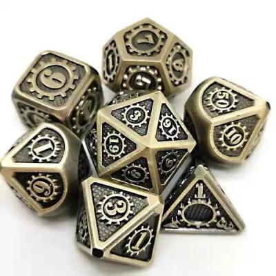 China Colorful Gear Solid Metal Dice Set Board Game Kuusu DND RPG for sale