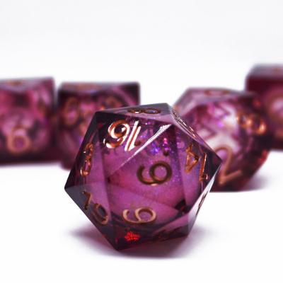 China Red Flow Sand Liquid Resin Dice Set RPG DND COC Running Group for sale
