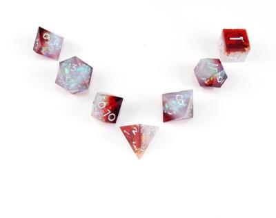 China White plus red ore resin desktop game dice set dnd dice for sale