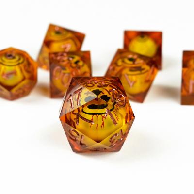 China Stay up late Eyead plus yellow resin desktop game dice set dnd dice for sale