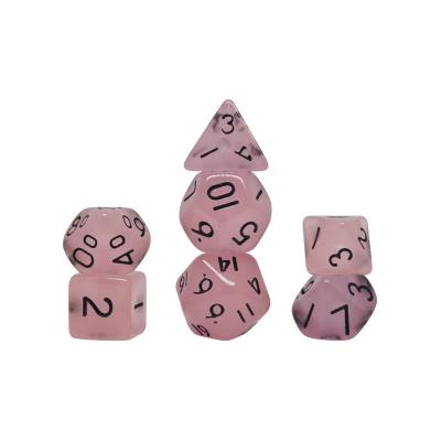 China Candy color natural resin character plays dice set dnd dice for sale