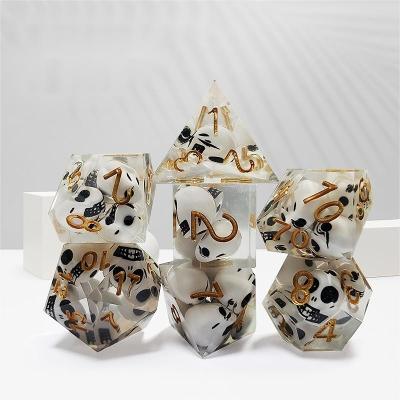 China Transparent color Crystal Skull Resin Boarding Dice Set Dragon and Dungeon for sale