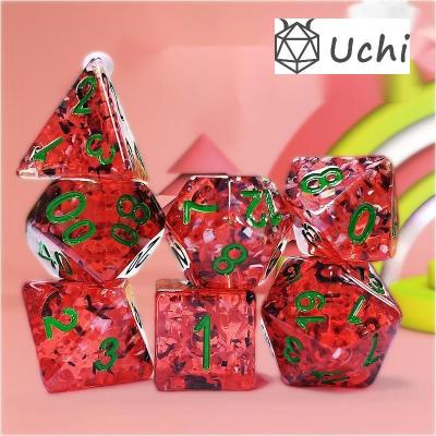 Chine Red pomegranate Sequins Resin Boarding Dice Set  dnd dice à vendre