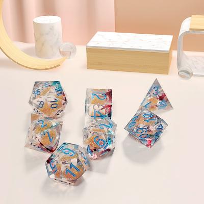 China Khaki liquid flow sand Resin multi -noodle tablet game dice set  dnd dice for sale