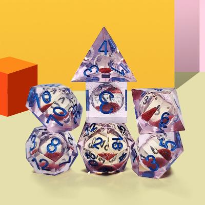 China Red flow sand Resin multi -noodle tablet game dice set  dnd dice for sale