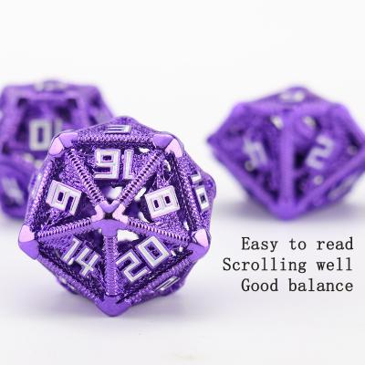 China Metal hollow dice set polygonal dragon DND dung dungeon and dragon dice 7 dice for sale