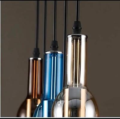 China American country retro industrial art restaurant bar table coffee shop creative color wine bottle glass pendant light rustic for sale