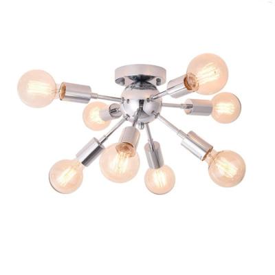 China Hot American retro electroplating creative loft Industrial Wind satellite branch iron ceiling lamp for sale
