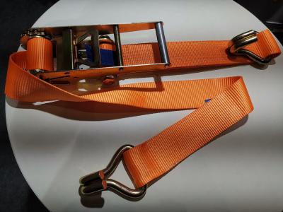 China RATCHET TIE DOWN 75mm  , Accroding to EN1492-1 ,LC 5000/10000daN , double J hook for sale