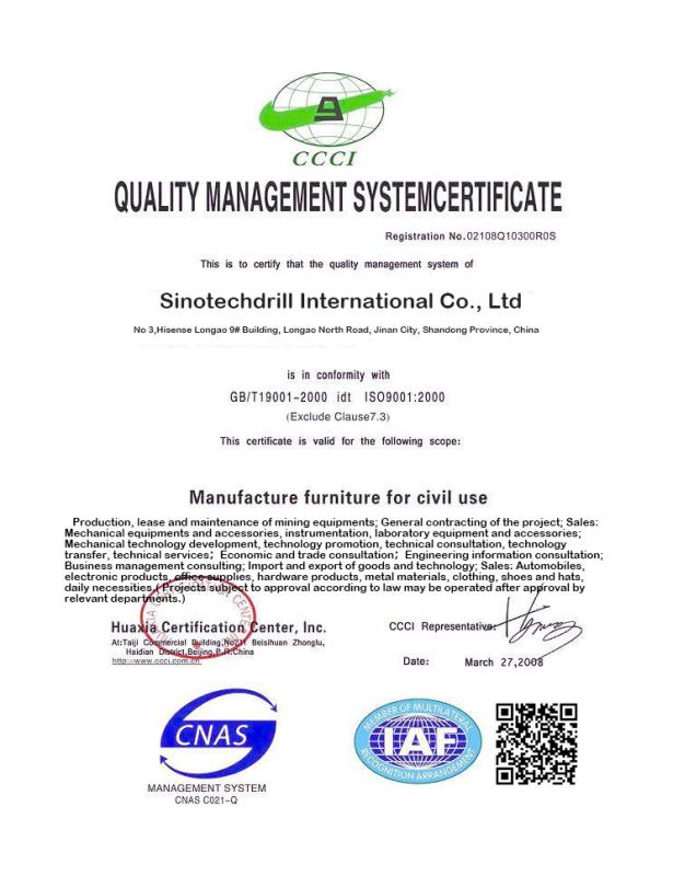 GT/T19001-2000 ISO9001:2000 - Sinotechdrill International Co., Ltd