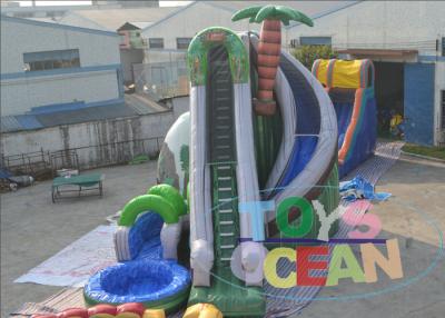 中国 ココヤシの木膨脹可能な屋外水スライド/緑の膨脹可能なプールのゲーム 20Ft 販売のため