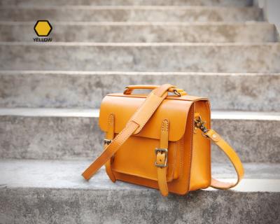 China Yellow Oversized Handbags High Quality Handmade Leather Satchel Handbag for sale
