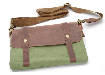 China Green Antique Looking Canvas Book Bag Canvas Messenger Bag for Men for sale