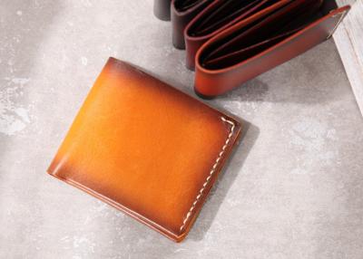 China Yellow Bifold Wallet Vegetable Tanned Genuine Leather Wallets for Men à venda