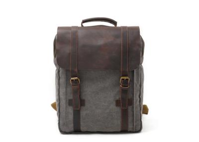 China CL-500 Gray Hot Sale Vintage Design Men's Canvas and Leather Backpack for sale