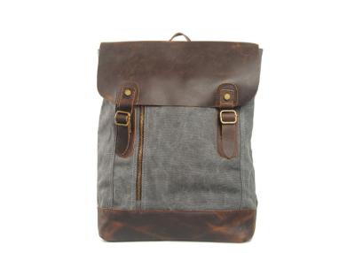 China CL-530 Gray Vintage Design for Mens Canvas and Leather Backpack en venta