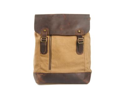 China CL-530 Khaki Vintage Design Top Quality Leather and Canvas Bag Backpack à venda