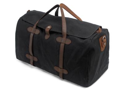 China CL-600 Black Classical Big Bag Waxed Canvas and Leather Duffle Bag for sale