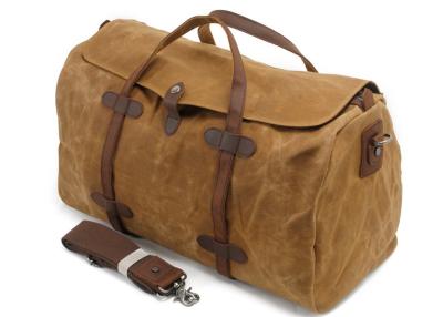 China CL-600 Brown Classical Canvas Bag Waxed Canvas and Leather Luggage en venta