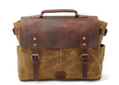 China CL-900 Khaki Vintage Waterproof Waxed Canvas Leather Camera Shoulder Bag for sale