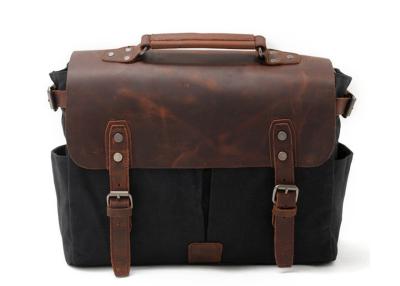 China CL-900 Black Vintage Waxed Canvas and Leather Photography Bag en venta