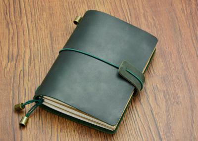 China N51-S Green Leather Bound Journal Small Pocket Oiled Leather Notebook for sale