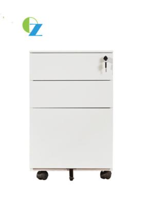 China Cold Rolling Steel White File Cabinet On Wheels Three Drawer With Siding for sale