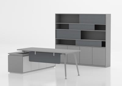 China Dark Grey L Shape Executive Table Modern Office Furniture With E0 Grade Melamine for sale