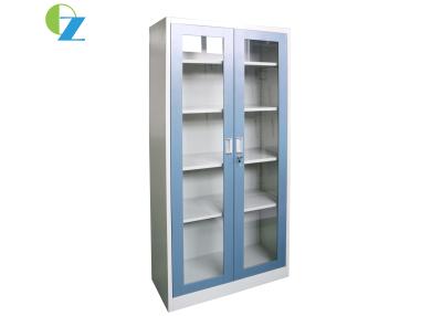 China Glass Door Steel Cupboard H1850*W900*D400(MM) Blue Swing Cabinet For Office for sale