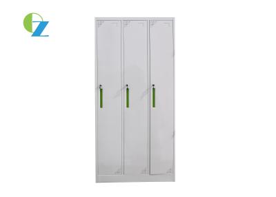 China 900mm Width Steel Office Lockers Furniture 3 Door With Green Steel Handle for sale