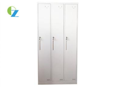 China Three Doors Horizontal Steel Office Lockers White Closet Wardrobe for sale