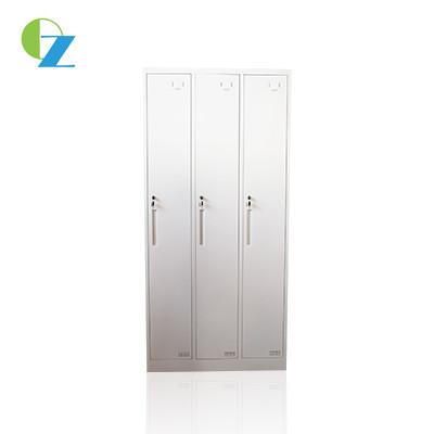 China 0.5mm Three Doors KD Steel Clothes Cabinet For Supermarket Staff for sale