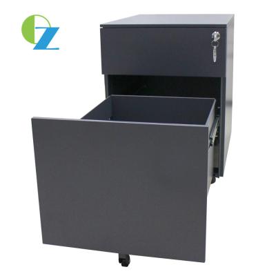 China H490MM 5 Anti Tilt Wheels 2 Drawers Cabinet Black Metal Movable Low Pedestal for sale
