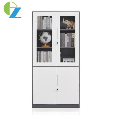 China Filing Metal Storage Cupboard 12mm Slim Edge 2 Glass Door For Office for sale