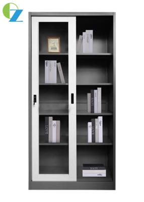 China H1850mm Two Glass Sliding Door Steel Office Cupboard Office Steel Furniture for sale