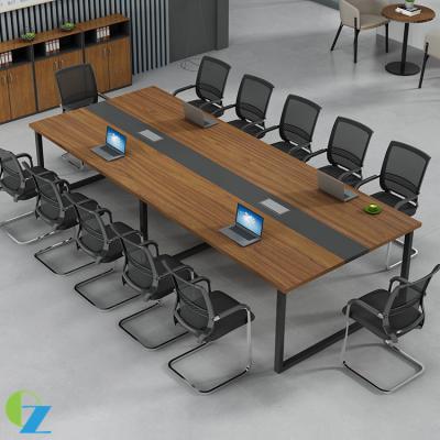 China Powder coating KD Modern Office Meeting Table Wooden Panel Top for sale