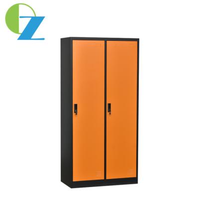 China Orange 2 Door 2 Section Clothes Storage Wardrobe Home Office Furniture Steel Material for sale