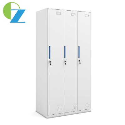 China Thin Edge Slim Metal Storage Cabinet 3 Door Steel Office Lockers Furniture for sale