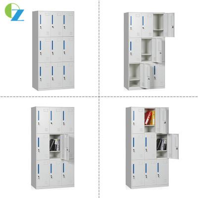 China 9 Door Compartment Steel Wardrobe Locker Storage Cabinet For Students for sale