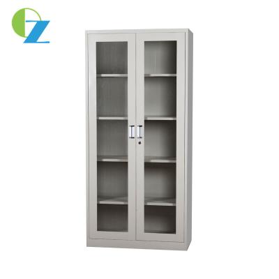 China Commercial Steel Metal File Storage Cabinet Office Furniture 2 Swing Glass Door for sale
