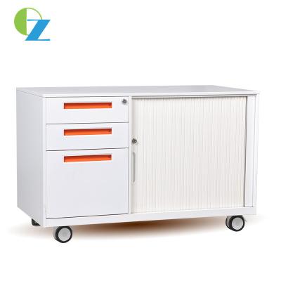 China Cold Rolled Steel Rolling Door Storage Cabinet With 3 Drawers Mobile Pedestal for sale