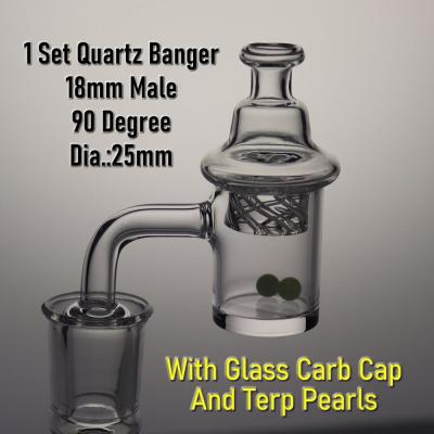 China Smoking Dab Rig 14 Mm Quartz Banger Nail 18mm Male 90 Degree 25mm With Terp Pearls for sale