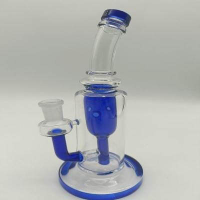 China Cylindrical Smoking Glass Bong Water Smoking Pipe Bong With Removable Bowl  20cm for sale