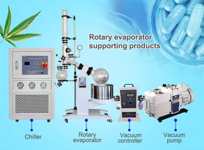 rotary evaporator with chiller and vacuum pump