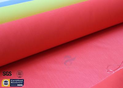 China Fiberglass Fire Blanket Red Acrylic 0.43MM 490G Satin Welding Safety Fabric for sale