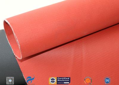 China Fire Resistant Red 0.45mm Silicone Coated Fiberglass Fabric For Smoke Screen for sale