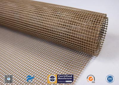 中国 食糧乾燥のための焦げ付き防止PTFEによって塗られるガラス繊維の開いた網のコンベヤー ベルト 販売のため